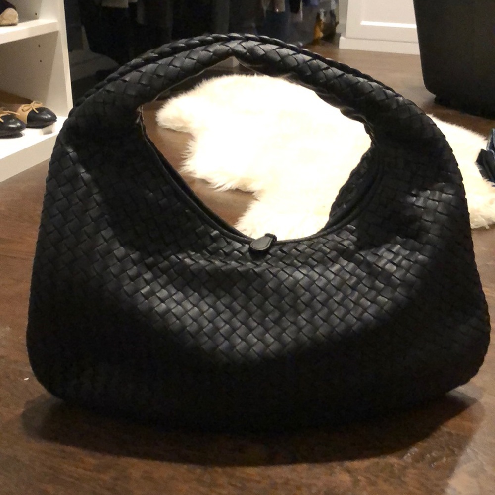 Bottega Veneta gunmetal gray/blue  Woven Shoulder Bag